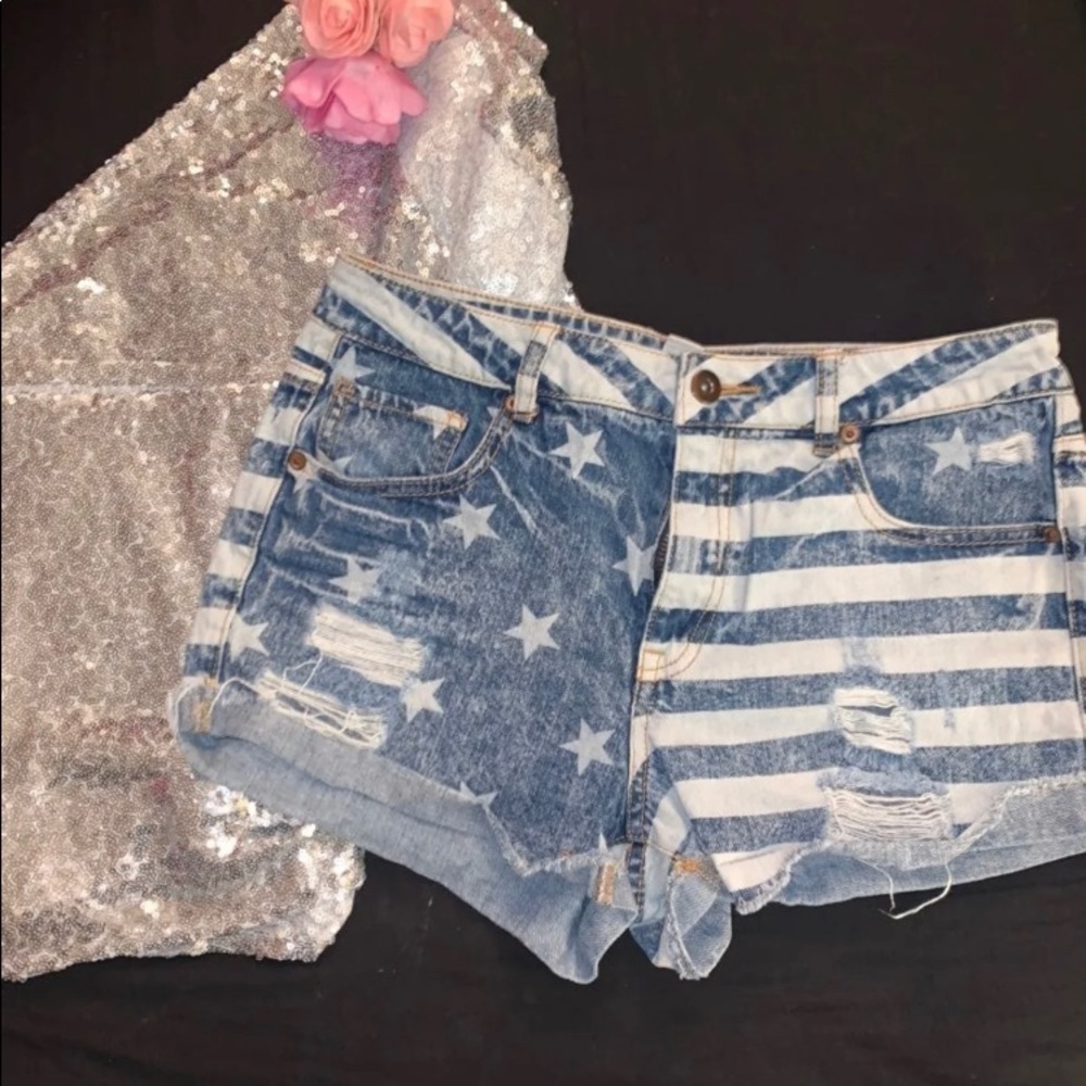 Jean American Flag Shorts